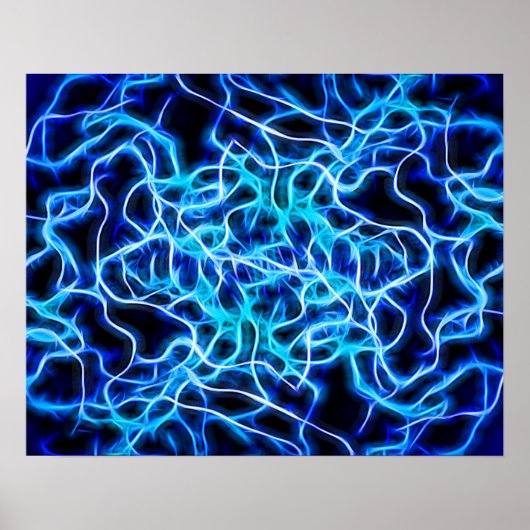Elektrische neon Blue Tesla Coil Lightning Poster (Voorkant)