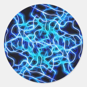 Elektrische neon Blue Tesla Coil Lightning Ronde Sticker