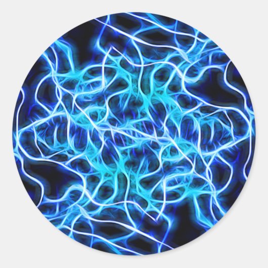 Elektrische neon Blue Tesla Coil Lightning Ronde Sticker (Voorkant)
