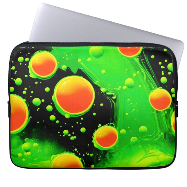 Elektrische Neon Bubbel Dans Laptop Sleeve (Voorkant)