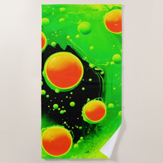 Elektrische Neon Bubbel Dans Strandlaken (Voorkant)