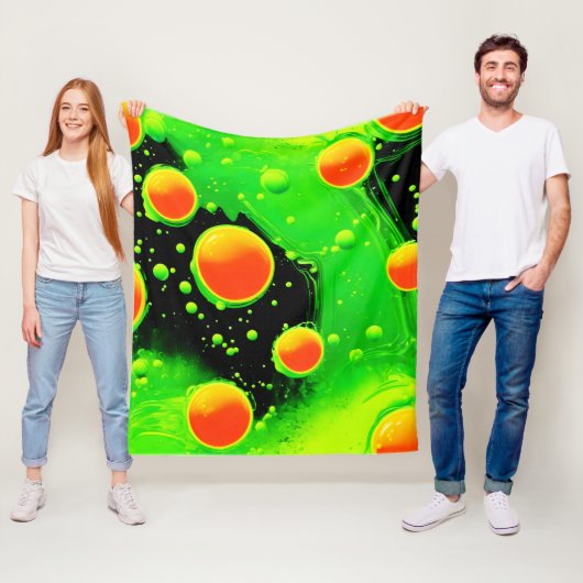Elektrische Neon Bubble Dance Fleece Deken (In situ)