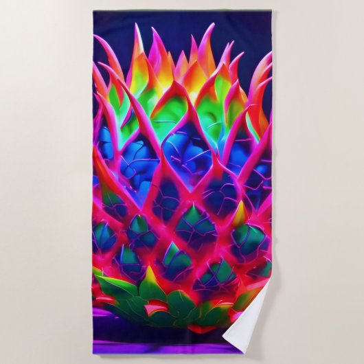 Elektrische Neon Dragon Fruit Strandlaken (Voorkant)