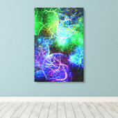 Elektrische Neon Energie Fractale Kunst Canvas Afdruk (Insitu (Houten vloer))