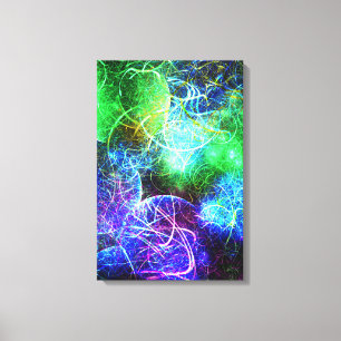 Elektrische Neon Energie Fractale Kunst Canvas Afdruk