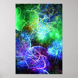 Elektrische Neon Energie Fractale Kunst Poster