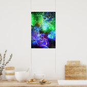 Elektrische Neon Energie Fractale Kunst Poster (Keuken)