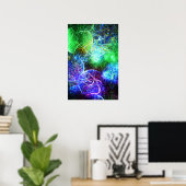 Elektrische Neon Energie Fractale Kunst Poster (Thuiskantoor)