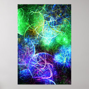 Elektrische Neon Energie Fractale Kunst Poster