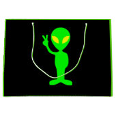 Elektrische Neon Green & Black Alien Peace Gift Ba Groot Cadeauzakje (Voorkant)