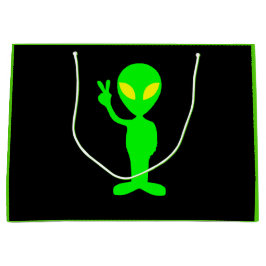 Elektrische Neon Green & Black Alien Peace Gift Ba Groot Cadeauzakje
