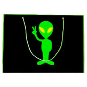 Elektrische Neon Green & Black Alien Peace Gift Ba Groot Cadeauzakje (Achterkant)