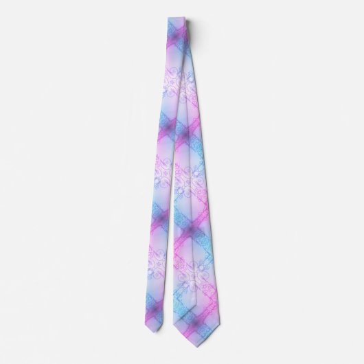 Elektrische Neon Roze Blauwe Pastel Trans Pride Pl Stropdas (Achterkant)