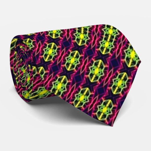 Elektrische Neon Shogun Satijn Stropdas (Opgerold)
