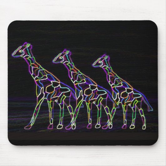 Elektrische neonGiraffes Muismat (Voorkant)