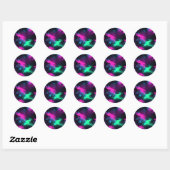 Elektrische neongloed ronde sticker (Vel)