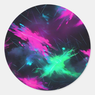Elektrische neongloed ronde sticker
