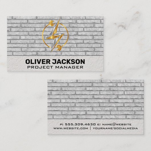 Elektrische netsnoer Logo | Brick Wall Visitekaartje (Voorkant / Achterkant)