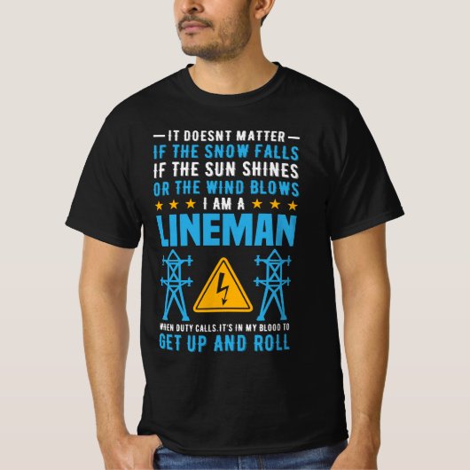 Elektrische netstroom | Nut Lineman T-shirt (Voorkant)