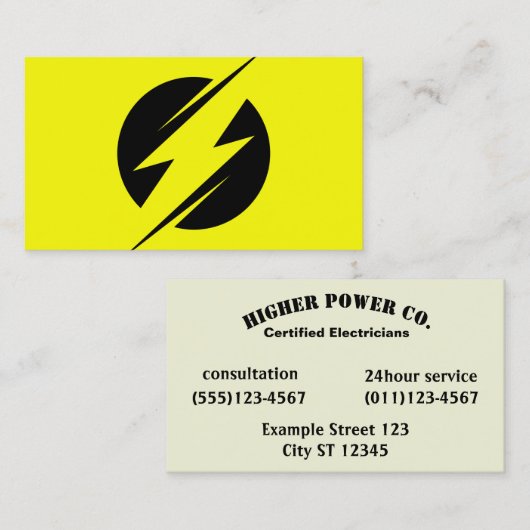 Elektrische onderneming — elektricien — Bolt Visitekaartje (Voorkant / Achterkant)