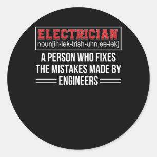 Elektrische oplossingen maken fouten van ingenieur ronde sticker