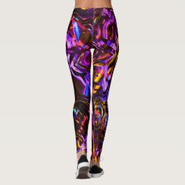Elektrische Paarse en zwarte Abstracte kunst Leggings