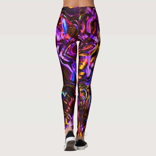 Elektrische Paarse en zwarte Abstracte kunst Leggings (Achterkant)