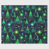 Elektrische Paarse kerstboom Cadeaupapier (Vlak)