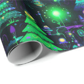 Elektrische Paarse kerstboom Cadeaupapier (Rol Hoek)