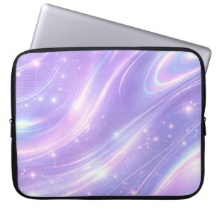 Elektrische paarse neon patronen AI-kunst Laptop Sleeve