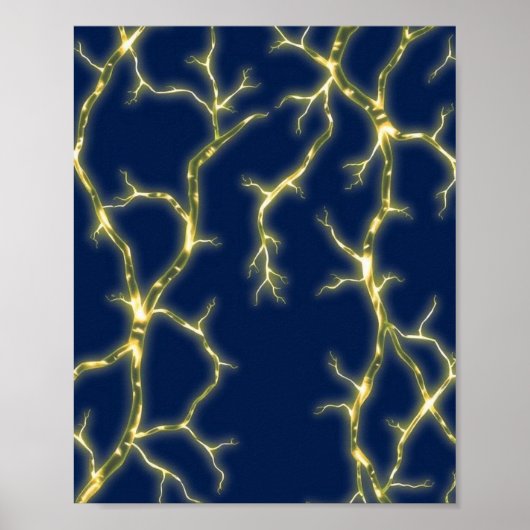 Elektrische Plasma-energieaders: Gouden Vertakkend Poster (Voorkant)