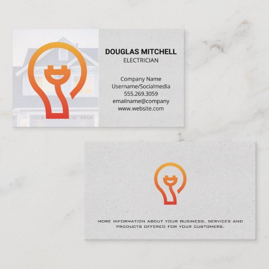 Elektrische plug-pictogram voor gloeilamp visitekaartje (Voorkant / Achterkant)