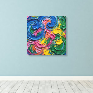 Elektrische Pop Abstracte Schilderij - Kobaltblauw Canvas Afdruk