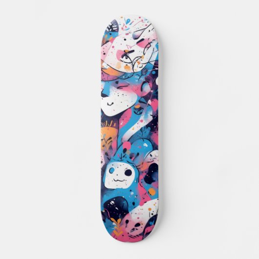 Elektrische Pop: Neon Roze Skateboards (Voorkant)