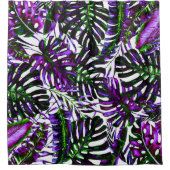 Elektrische Pop Tropische palmbladeren Douchegordijn (Voorkant)