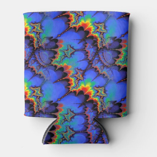 Elektrische regenbooggolven Fractal Art Patroon Blikjeskoeler (Voorkant)