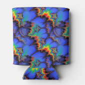 Elektrische regenbooggolven Fractal Art Patroon Blikjeskoeler (Achterkant)