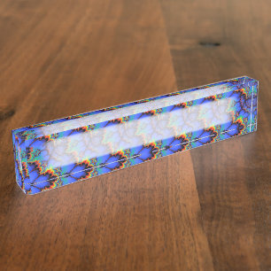 Elektrische regenbooggolven Fractal Art Patroon Naambordje