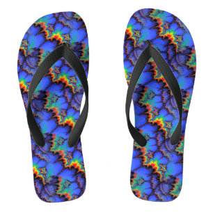 Elektrische regenbooggolven Fractal Art Patroon Teenslippers