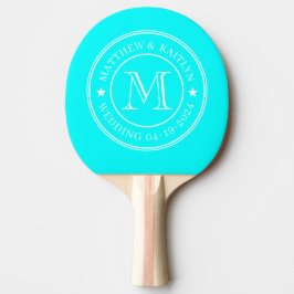 Elektrische Retro Cyaan Trouw Monogram Ster Tafeltennisbatje