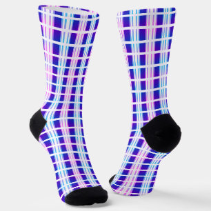 elektrische retro met blauwe en paarse strippen sokken