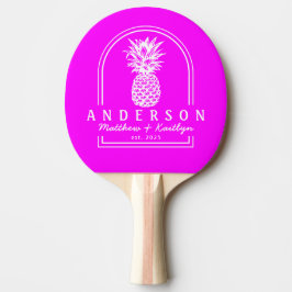 Elektrische Retro Roze Ananas Trouwboog & Naam Tafeltennisbatje