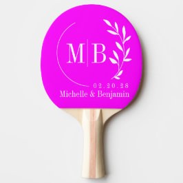 Elektrische Retro Roze Blad Trouw Monogram Speld Tafeltennisbatje