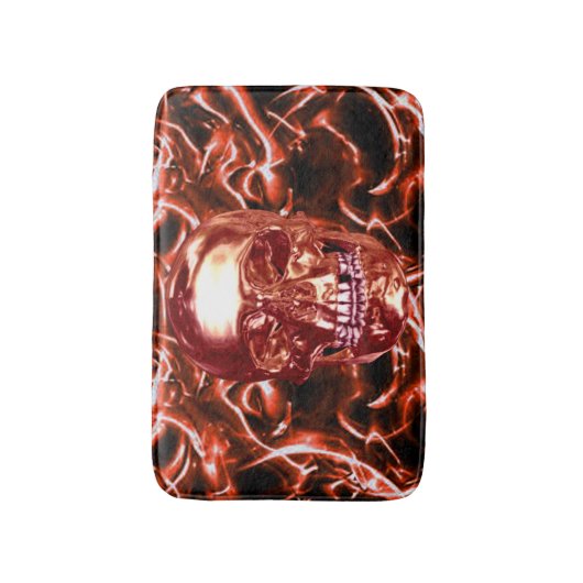 Elektrische Rode Chrome Skull Badmat (Voorkant Verticaal)