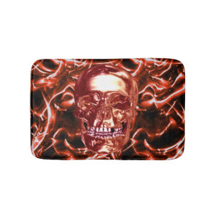 Elektrische Rode Chrome Skull Badmat