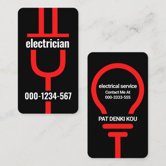 Elektrische rode stekker visitekaartje (Voorkant / Achterkant)