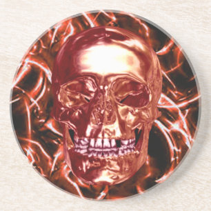 Elektrische Rood Chrome Schedel Coaster Zandsteen Onderzetter