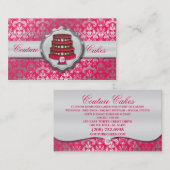 Elektrische roze cokescouture Glitzy Damask Bakery Visitekaartje (Voorkant / Achterkant)