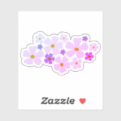 Elektrische Roze en Paarse Bloemen Graphic Sticker (Vel)