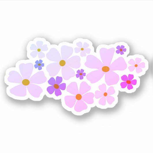 Elektrische Roze en Paarse Bloemen Graphic Sticker (Voorkant)